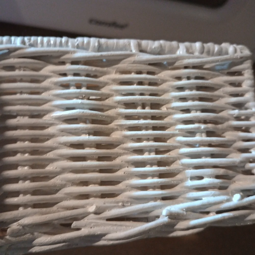 Vintage White Wicker Tissue Box Cover